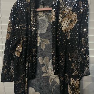 Black and Gold Sequin Floral Jacket